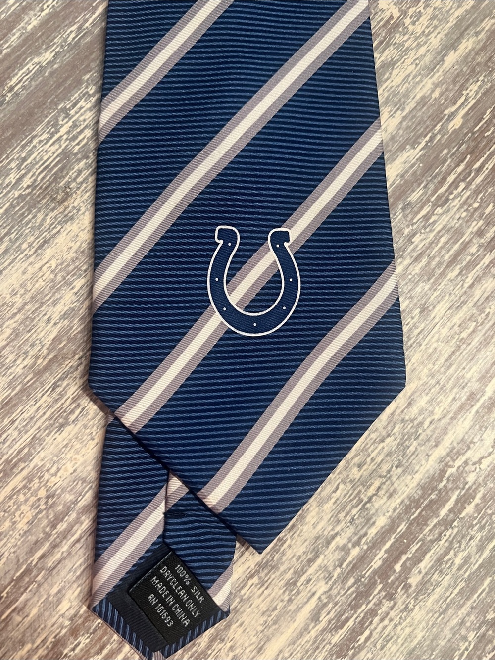 Indianapolis NFL Men's Navy Striped Tie with Horseshoe Logo. New!!!